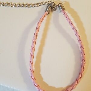 Braided Vegan Leather Bracelet 8" length & 3" exte